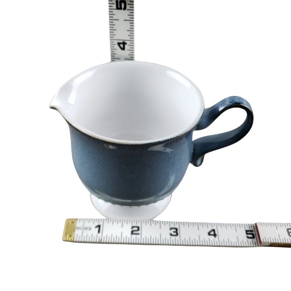 Denby Langley Castile Blue Pedestal Footed Coffee Creamer England Vintage - Picture 7 of 7